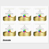 Lichtwit Wavy Gold Logo-monogram Productlabel Vierkante Sticker (Vel)