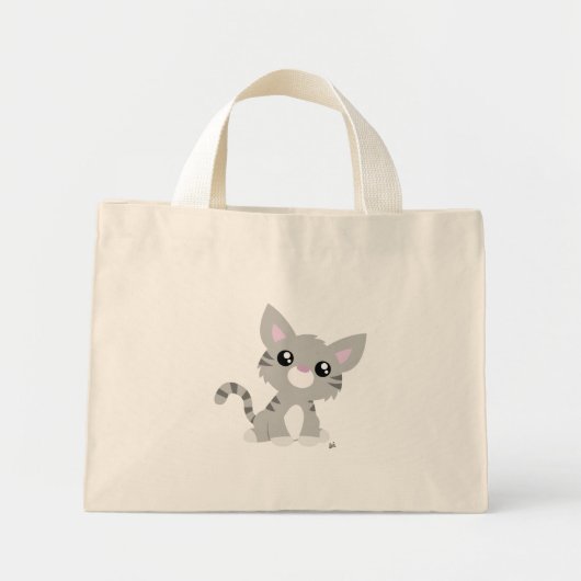Lichtzakken voor Cute Grey Kat Mini Tote Bag (Voorkant)