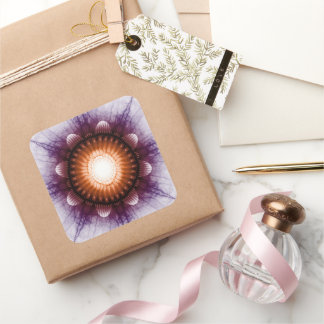 Lichtzalig mystiek rood violet ornament vierkante sticker