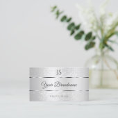 Lichtzilveren Sparkle Soft Glitter en Initialen Visitekaartje (Staand voorkant)