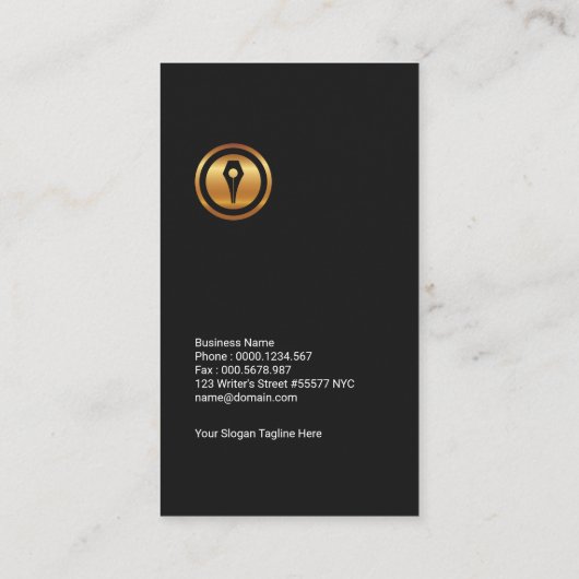 Lichtzuchtige Faux Gold Pen Creative Writer Visitekaartje (Achterkant)