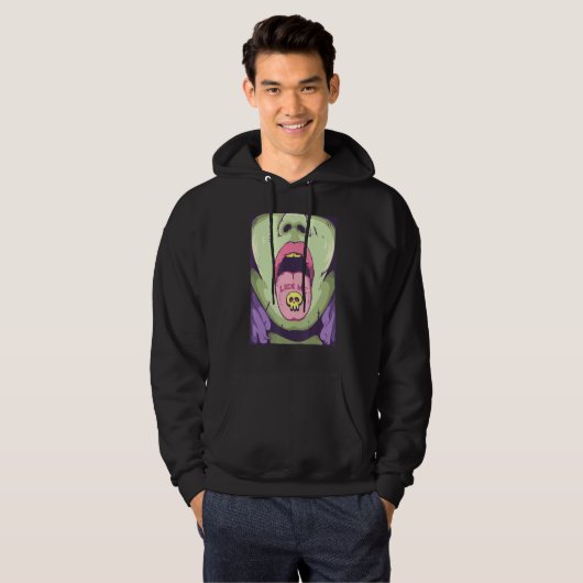Lick me Gothic tong met schedel pil emo Punk gothi Hoodie (Voorkant volledig)