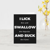 Lick Salt Swallow Tequila Salt Limoen Funny Dirty Kaart (Gele Bloem)