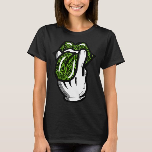 Lick Smoke Weed Leaf Pattern Pot Gift T-shirt (Voorkant)