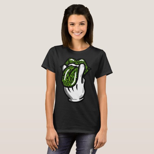 Lick Smoke Weed Leaf Pattern Pot Gift T-shirt (Voorkant volledig)
