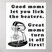 Lick The Beaters Funny Ma Moeder Poster Sign (Voorkant)