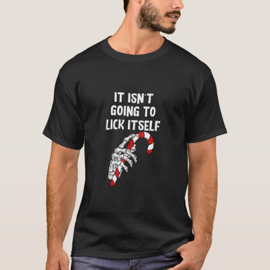 Lick Zelf Candy Cane Kerstmis Skelet Paar M T-shirt (Voorkant)