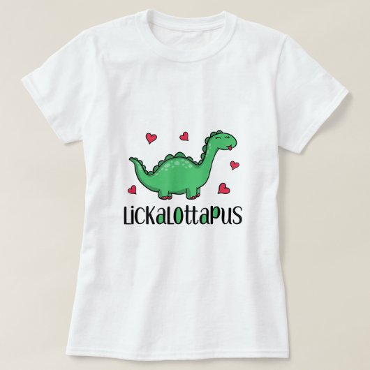 Lickalottapus Dinosaur met hart en met een grappig T-shirt (Design voorkant)