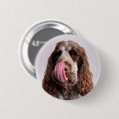 Licking Cocker Spaniel Pin Badge Ronde Button 5,7 Cm (Voorkant /achterkant)