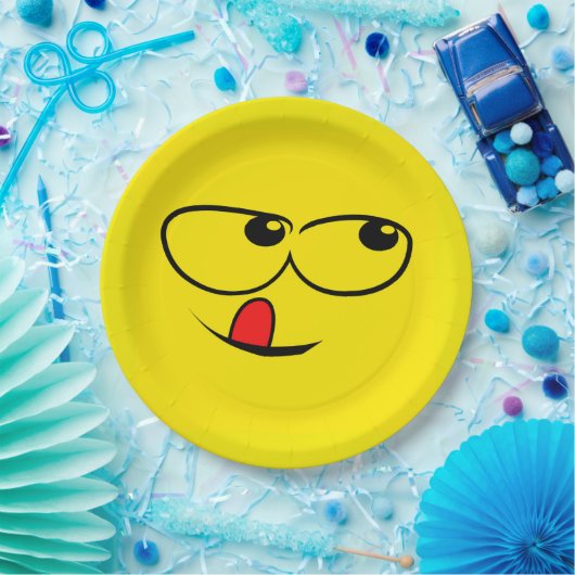 Licking Face Funny Emoticon Party Papieren Bordje (Feest)