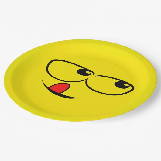 Licking Face Funny Emoticon Party Papieren Bordje (Gekanteld)