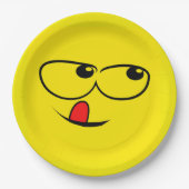 Licking Face Funny Emoticon Party Papieren Bordje (Voorkant)