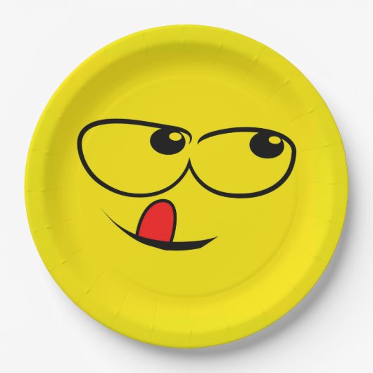 Licking Face Funny Emoticon Party Papieren Bordje (Voorkant)