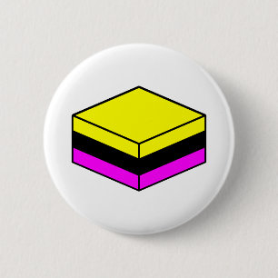 Licorice All Sort - Geel, Zwart en Magenta Ronde Button 5,7 Cm