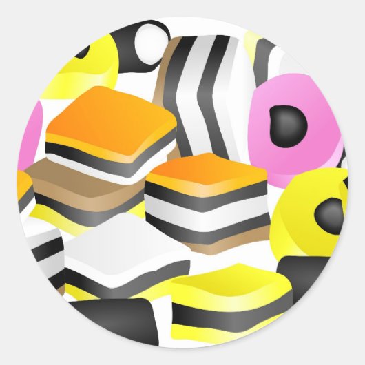Licorice Allsorts Ronde Sticker (Voorkant)