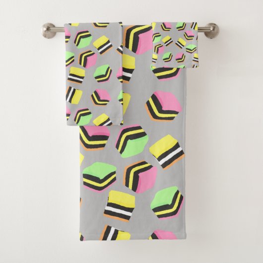 Licorice Allsorts Snoep Bath Towels Bad Handdoek (Insitu)