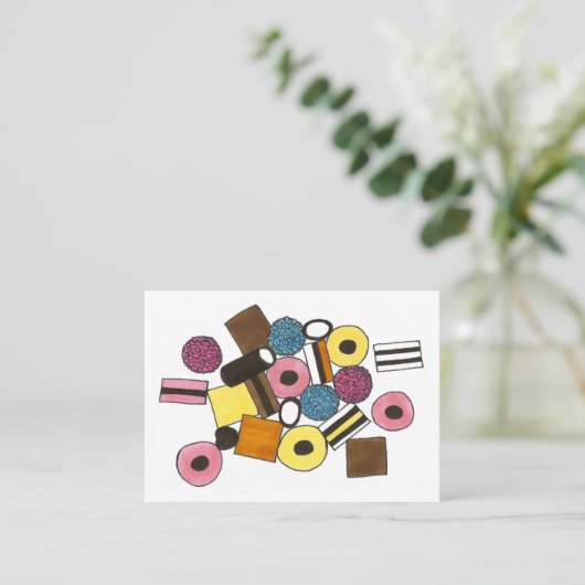 Licorice Allsorts Snoepjes Snoep Winkelwagentjes Visitekaartje (Staand voorkant)