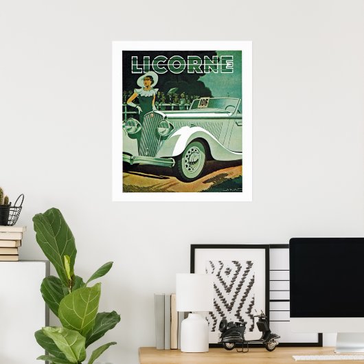 Licorne Automobile Advertisement Poster (Thuiskantoor)