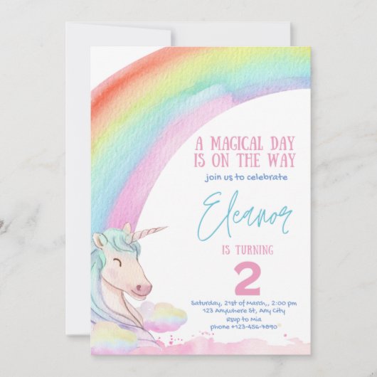 licorne Kind Birthday Invitation Kaart (Voorkant)
