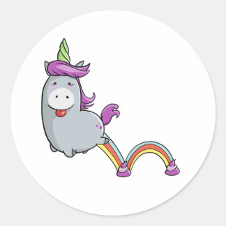 Licorne Poop Ronde Sticker