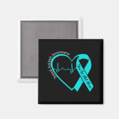 Lid Bewustzijnsmaand Hart Teal Lint Steun Magneet (Voorkant / Achterkant)