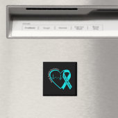 Lid Bewustzijnsmaand Hart Teal Lint Steun Magneet (Insitu (Vaatwasser))