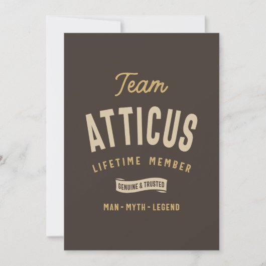 Lid op levensduur van Team Atticus Gepersonaliseer Kaart (Voorkant)