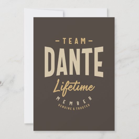 Lid Team Dante op Maat Naam Kaart (Voorkant)