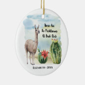 Lid van Book Club Funny Llama Monogram Keramisch Ornament (Rechts)