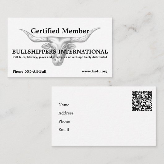Lid van Bullshippers International met QR-code Visitekaartje (Voorkant / Achterkant)