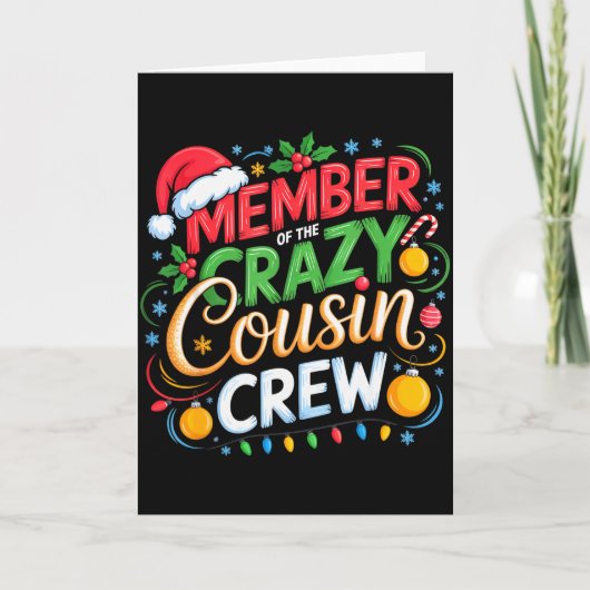 Lid van de Crazy Cousin Crew Kerstploeg Bi Kaart (Voorkant)