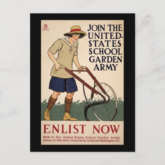 Lid worden van het Amerikaanse Schooltuinleger Briefkaart (Voorkant)