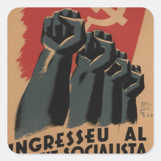 Lid worden van het Poster van de Socialistische Ee Vierkante Sticker (Voorkant)