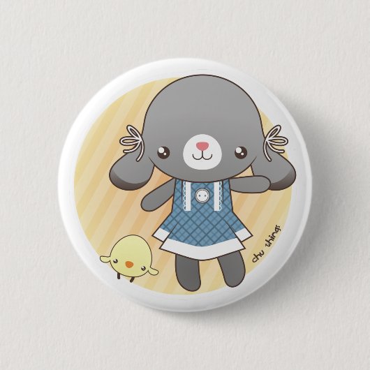 Lidia: De Bunny Amigurumi Ronde Button 5,7 Cm (Voorkant)