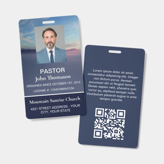 Lidmaatschap Blauwe Kerk Clergy ID Badge (Voor- en achterkant)