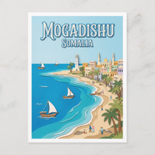 Lido-strand en Mogadishu-kustlijn Somalië Briefkaart