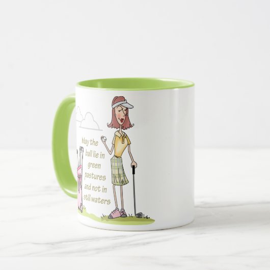 Lie in groene deegwaren mok (Voorkant links)