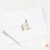 Lie in groene deegwaren vierkante sticker (Envelop)