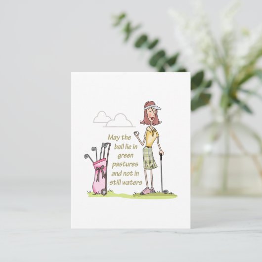 LIE IN GROENE PASTUREN BRIEFKAART (Staand voorkant)