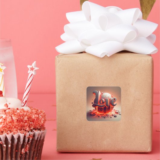 Liebe Aufkleber - Romantisches Lava Design Vierkante Sticker (Feest)