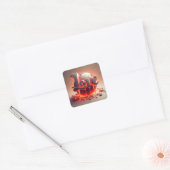 Liebe Aufkleber - Romantisches Lava Design Vierkante Sticker (Envelop)