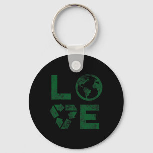 Liebe Earth Day 90s gerecycleerde kinderen of t Sleutelhanger