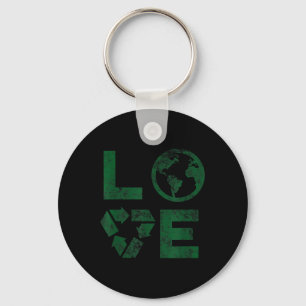 Liebe Earth Day 90s  gerecycleerde kinderen of t Sleutelhanger
