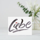 Liebe Love Heart Calligrafie Duitse Lettering Briefkaart (Staand voorkant)