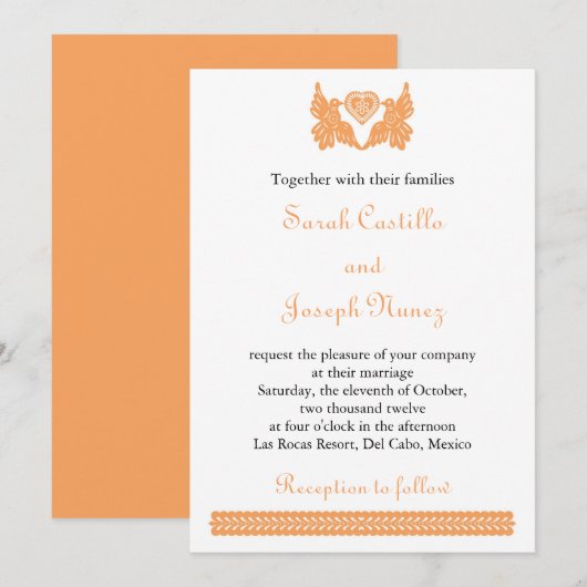 Liebe-Vögel Papel Picado Hochzeits-Einladung Kaart (Voorkant / Achterkant)