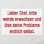 "Lieber Chef, bitte werde erwachsen..." Briefpapier (Voorkant)