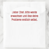 "Lieber Chef, bitte werde erwachsen..." Ovale Sticker (Tas)