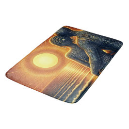 Liebespaar bei Sonnen Untergang am Meer Badmat