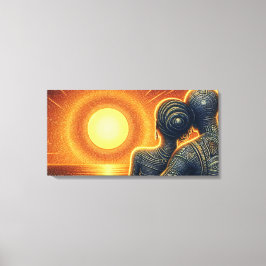 Liebespaar bei Sonnen Untergang am Meer Canvas Afdruk