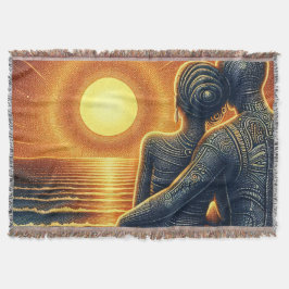 Liebespaar bei Sonnen Untergang am Meer Deken